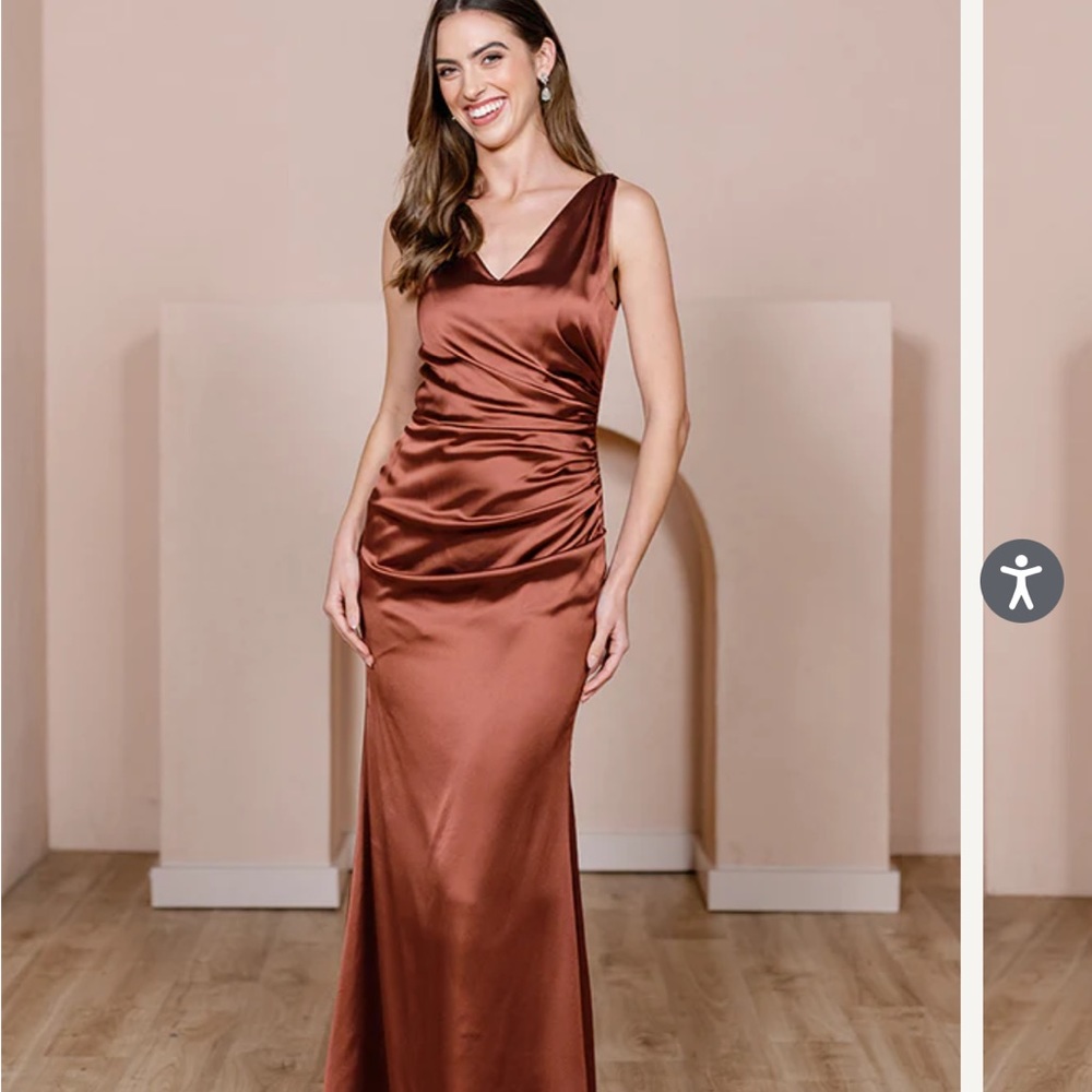 Revelry Dawson Satin Dress Cinnamon Rose size 12